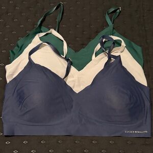 Lucky Brand Women's Seamless Bralette Set - Blue, White, Green